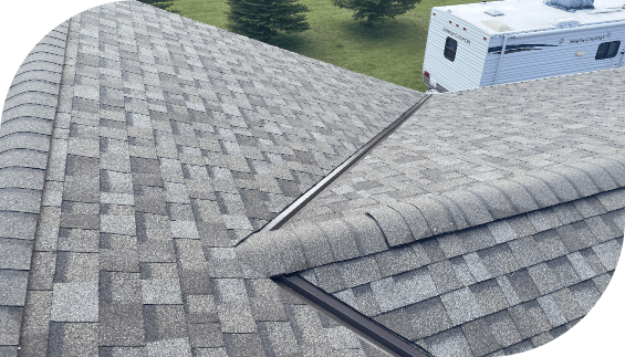 Close up view of a newly shingled roof in Flathead Valley